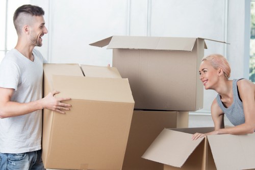 Business relocation checklist and office items prepared for transport